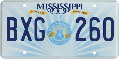 MS license plate BXG260