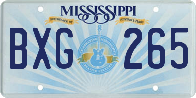 MS license plate BXG265