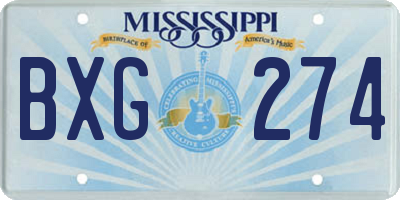 MS license plate BXG274