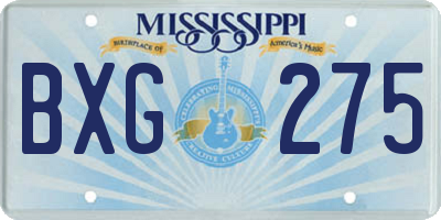 MS license plate BXG275