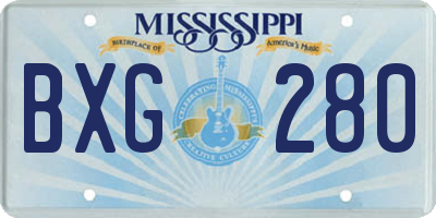 MS license plate BXG280
