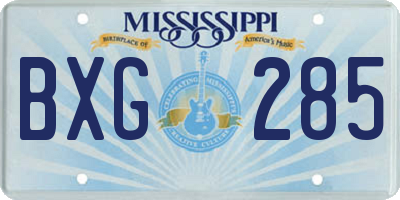 MS license plate BXG285