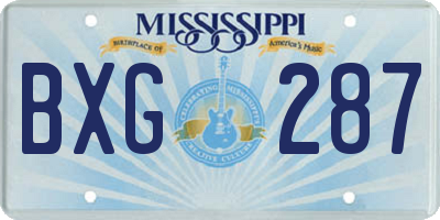 MS license plate BXG287