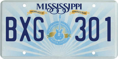 MS license plate BXG301