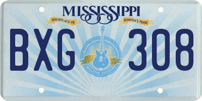 MS license plate BXG308