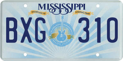 MS license plate BXG310