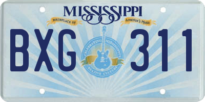 MS license plate BXG311