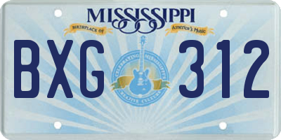 MS license plate BXG312