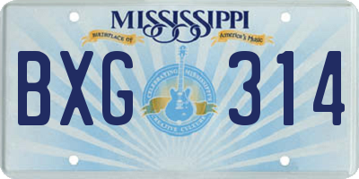 MS license plate BXG314