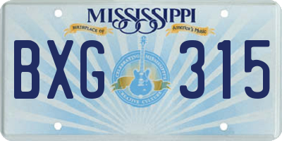 MS license plate BXG315