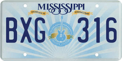 MS license plate BXG316