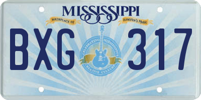 MS license plate BXG317