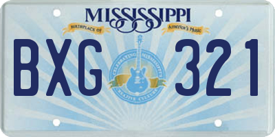 MS license plate BXG321