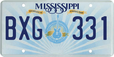 MS license plate BXG331
