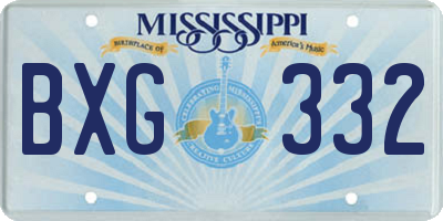 MS license plate BXG332
