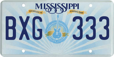 MS license plate BXG333