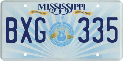MS license plate BXG335