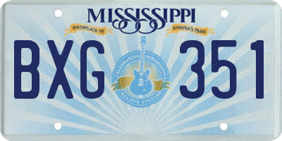 MS license plate BXG351