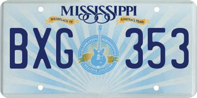 MS license plate BXG353