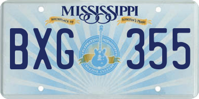 MS license plate BXG355