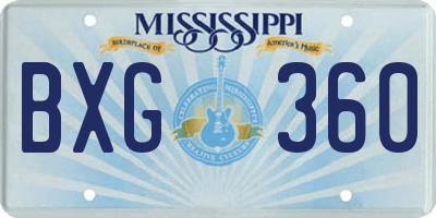 MS license plate BXG360