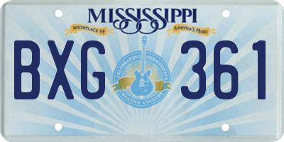 MS license plate BXG361