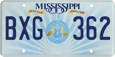 MS license plate BXG362