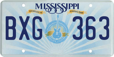 MS license plate BXG363