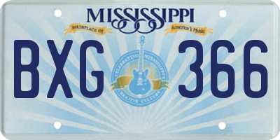 MS license plate BXG366