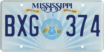 MS license plate BXG374