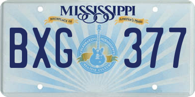 MS license plate BXG377