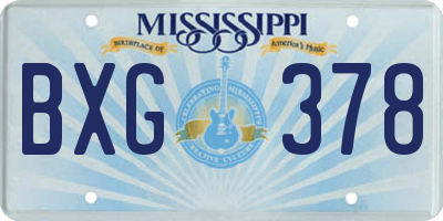 MS license plate BXG378