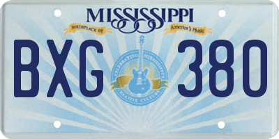 MS license plate BXG380