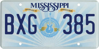 MS license plate BXG385