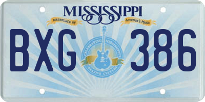 MS license plate BXG386