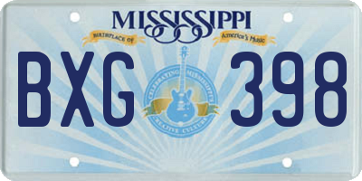 MS license plate BXG398
