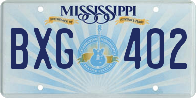 MS license plate BXG402