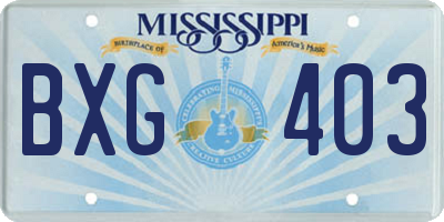 MS license plate BXG403