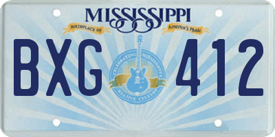 MS license plate BXG412