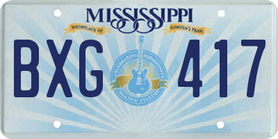 MS license plate BXG417
