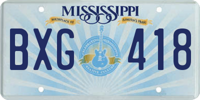 MS license plate BXG418