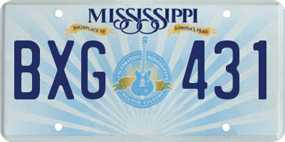 MS license plate BXG431
