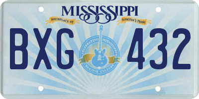MS license plate BXG432