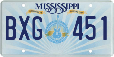 MS license plate BXG451