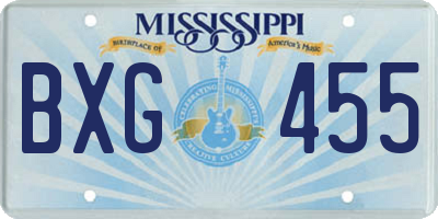MS license plate BXG455