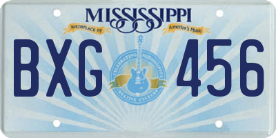 MS license plate BXG456