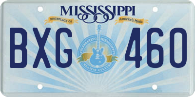 MS license plate BXG460
