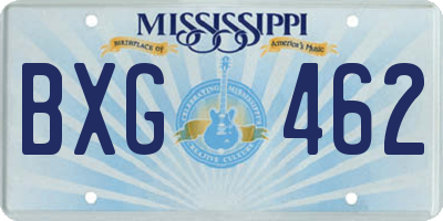 MS license plate BXG462