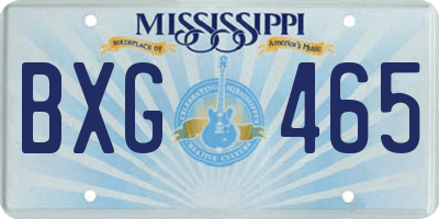 MS license plate BXG465
