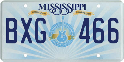 MS license plate BXG466